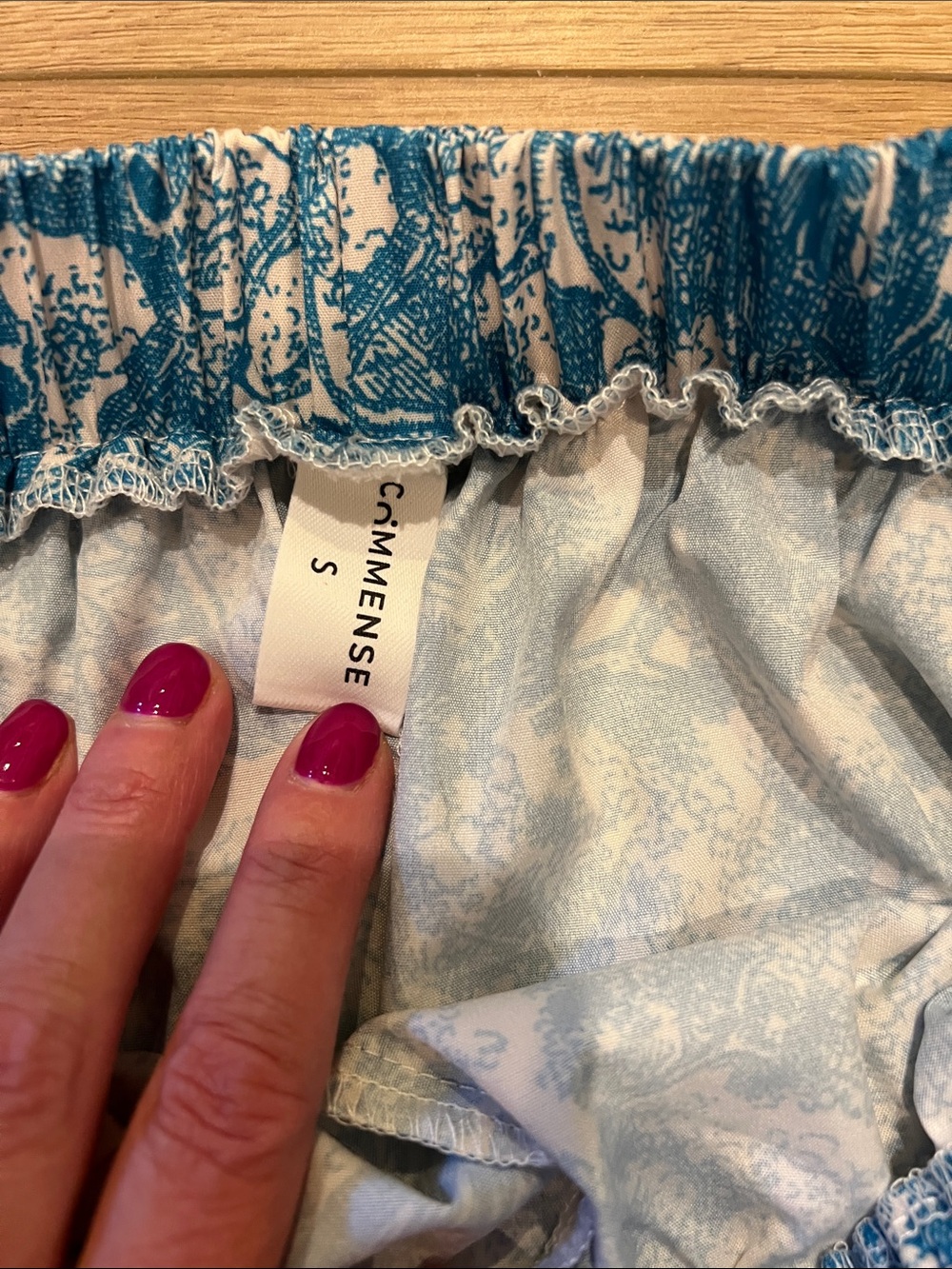 Commense Blue and White Toile Print silky pants with pockets - Picture 2 of 4
